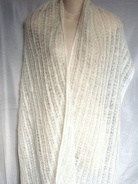BabyMo  South Africa off white mohair shawl wrap scarf 76 x20"